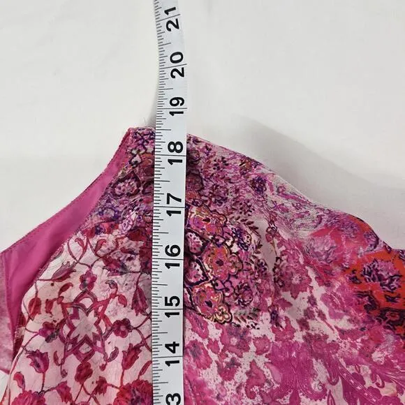 NWT Elie Tahari Vibrant Pink Floral Halter Dress Gold Accent Courtney Size XS