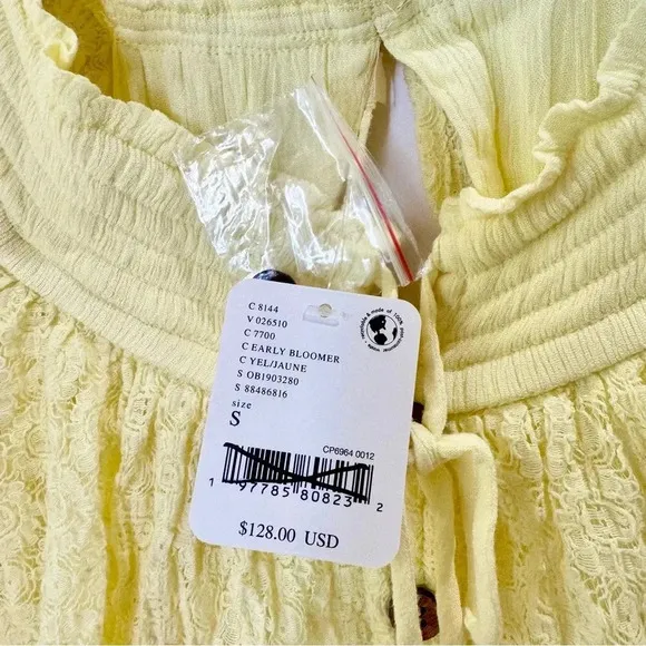 NWT Free People Dancing On Air Maxi Dress Summer Lace Flowy Boho Yellow