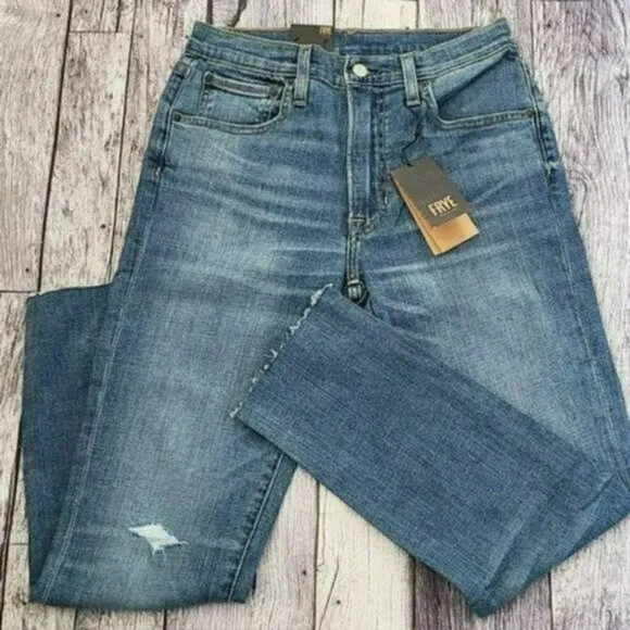 NWT FRYE Sienna Mid Rise Destructed Cropped Skinny Jeans