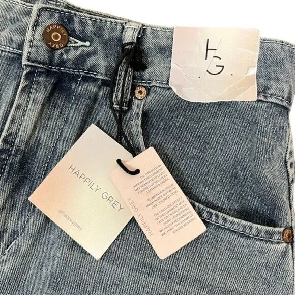 NWT Happily Grey Blue Jean Denim Skirt With Front Slit Women's Long 3 ( size 25)