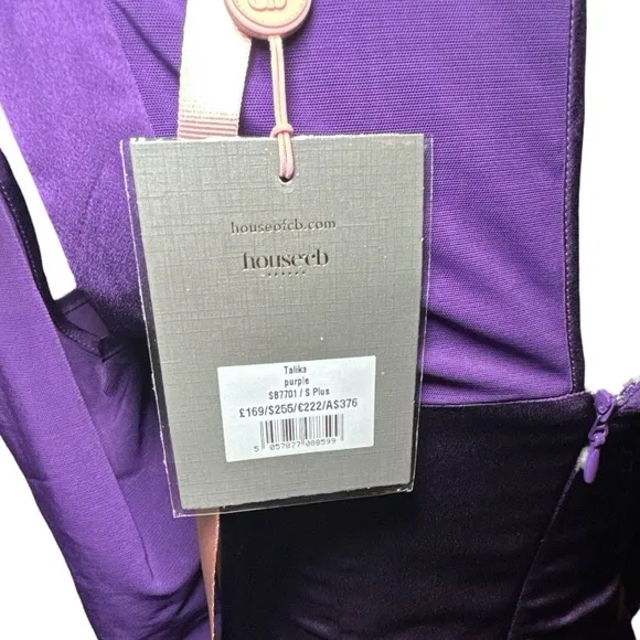 NWT House of CB Talika Grape Corset Midi Dress Sz S Plus Cup Silk Satin