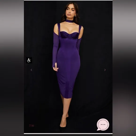 NWT House of CB Talika Grape Corset Midi Dress Sz S Plus Cup Silk Satin