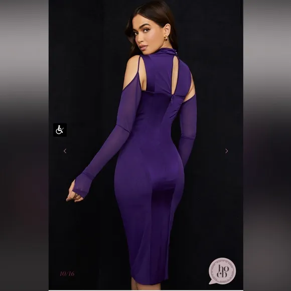 NWT House of CB Talika Grape Corset Midi Dress Sz S Plus Cup Silk Satin