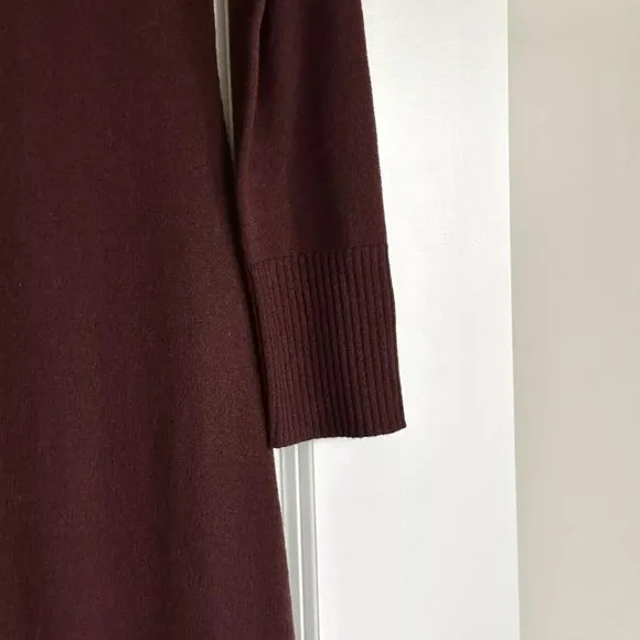 NWT INTERMIX Brown Collared Wool Blend Long Sleeve Knit Maxi Dress Size M