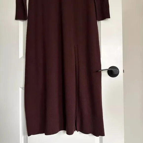 NWT INTERMIX Brown Collared Wool Blend Long Sleeve Knit Maxi Dress Size M