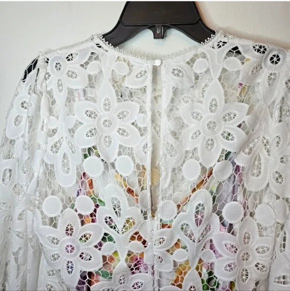 NWT Johnny Was Jade White Women's Lisetta Lace Mini Dress Size Medium