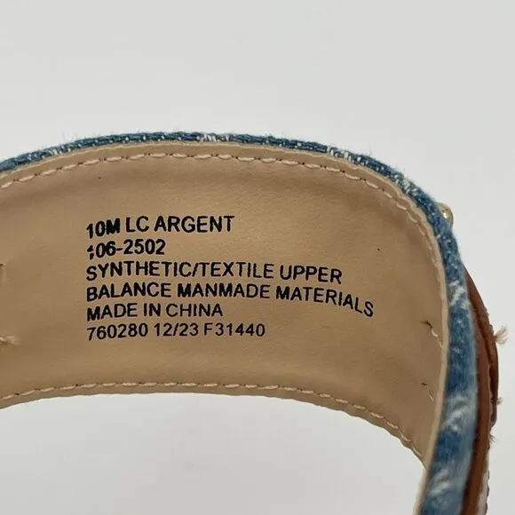NWT LIZ CLAIBORNE Sandals Women's Size 10 Tan Blue Argent Flat One Toe Flip Flop