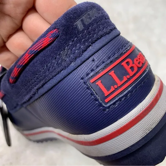 NWT L.L. Bean Kid's Blue/Red #507448 Rangeley 2 Eye Moc Rain Boots Size 6