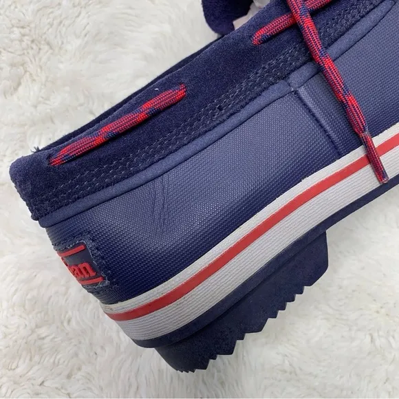 NWT L.L. Bean Kid's Blue/Red #507448 Rangeley 2 Eye Moc Rain Boots Size 6