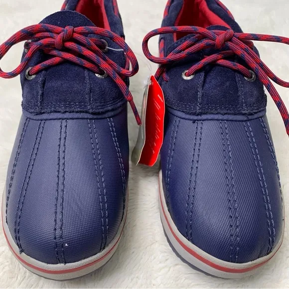 NWT L.L. Bean Kid's Blue/Red #507448 Rangeley 2 Eye Moc Rain Boots Size 6