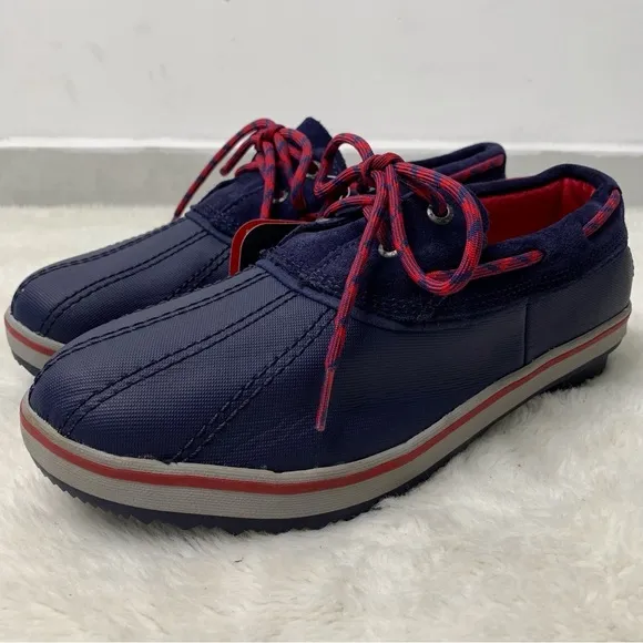 NWT L.L. Bean Kid's Blue/Red #507448 Rangeley 2 Eye Moc Rain Boots Size 6