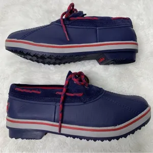NWT L.L. Bean Kid's Blue/Red #507448 Rangeley 2 Eye Moc Rain Boots Size 6