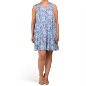 NWT Lucky Brand Women's Plus Paisley Print Sleeveless Swing Mini Dress