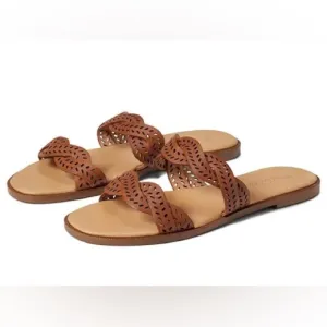 NWT! Madewell The Cora Slide Sandal In Perforated Leather Women's - Size…