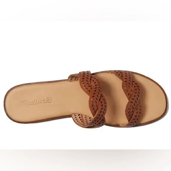 NWT! Madewell The Cora Slide Sandal In Perforated Leather Women's - Size…