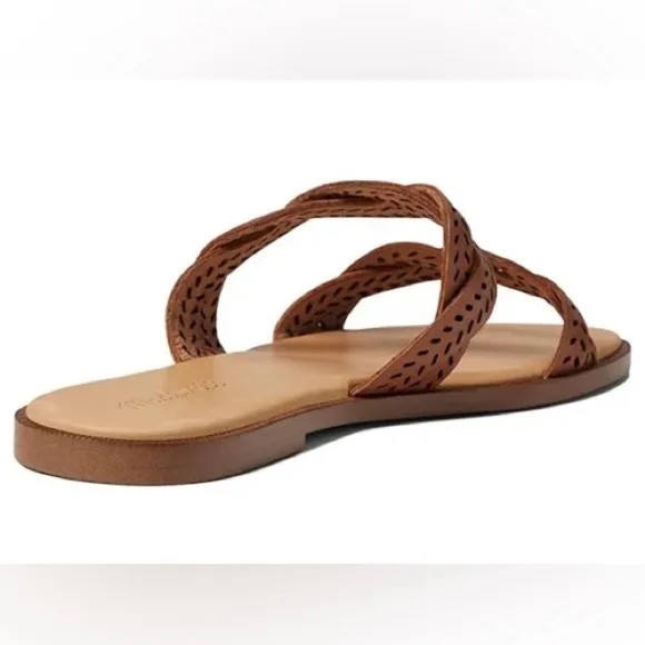 NWT! Madewell The Cora Slide Sandal In Perforated Leather Women's - Size…