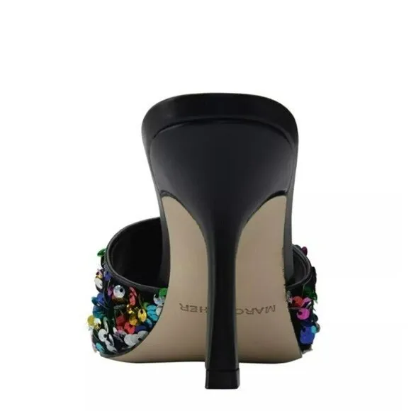 NWT MARC FISHER Women's Danria Sequin Stiletto Heel Sandals Dress Slip-on Heels