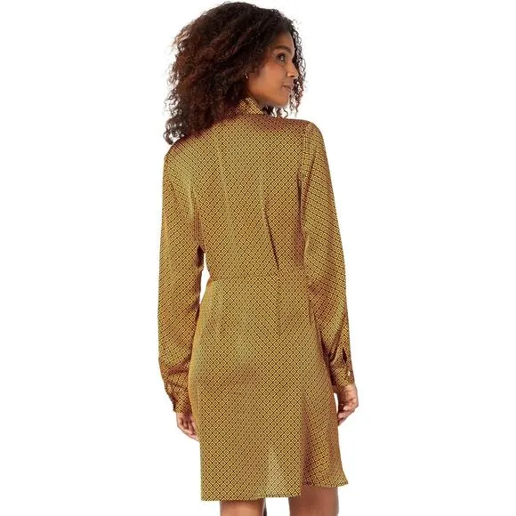 NWT Michael Kors Long Sleeve Button-Up Tie Shirt Dress Size Medium