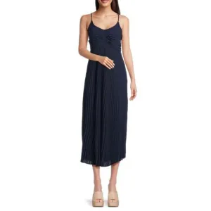 NWT Nanette Lepore Women's Strappy V-Neck Pleated Maxi Dress