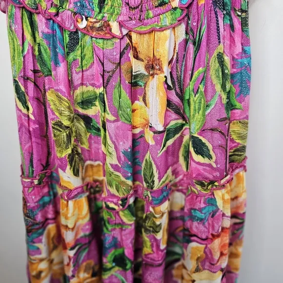 NWT PQ Swim Anthropologie Women's Floral Multicolor Maxi Dress Size M/L