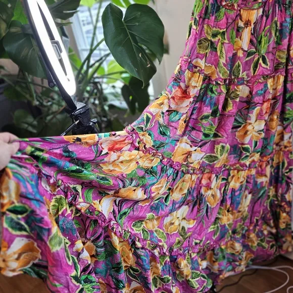 NWT PQ Swim Anthropologie Women's Floral Multicolor Maxi Dress Size M/L