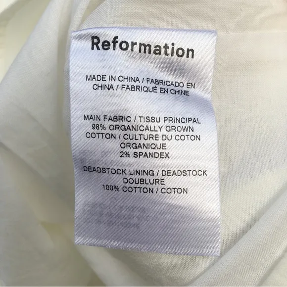 NWT Reformation Woods Mini Dress White M