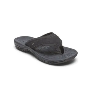 NWT ROCKPORT Mens Black Comfort Hayes Round Toe Slip On Thong Sandals 11.5 M
