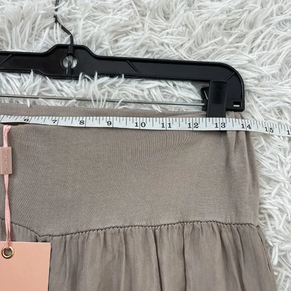 NWT Scandal Women Taupe Bubble Hem Palazzo Stretch Waist Italy Free Pants Size M