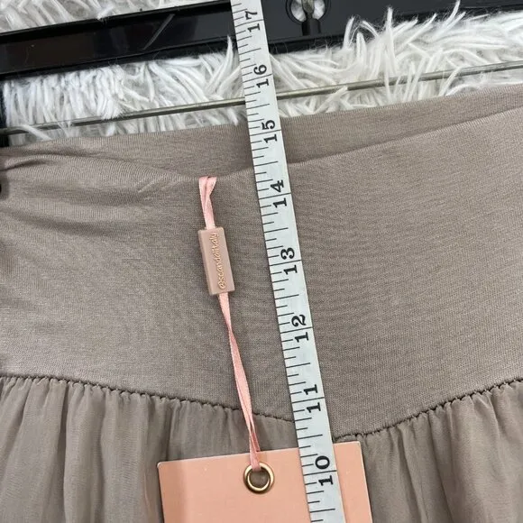 NWT Scandal Women Taupe Bubble Hem Palazzo Stretch Waist Italy Free Pants Size M
