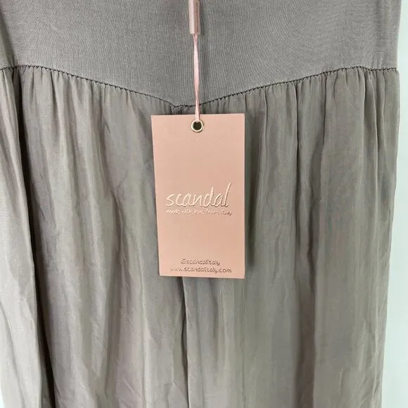 NWT Scandal Women Taupe Bubble Hem Palazzo Stretch Waist Italy Free Pants Size M