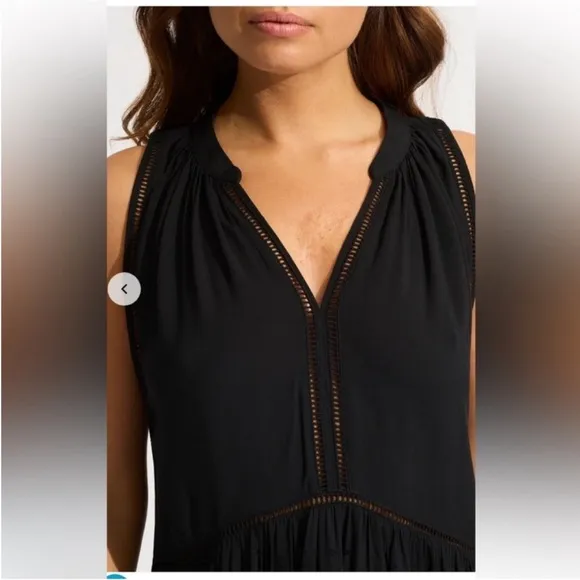 NWT Seafolly Black Ladder Detail Beach Dress size XL