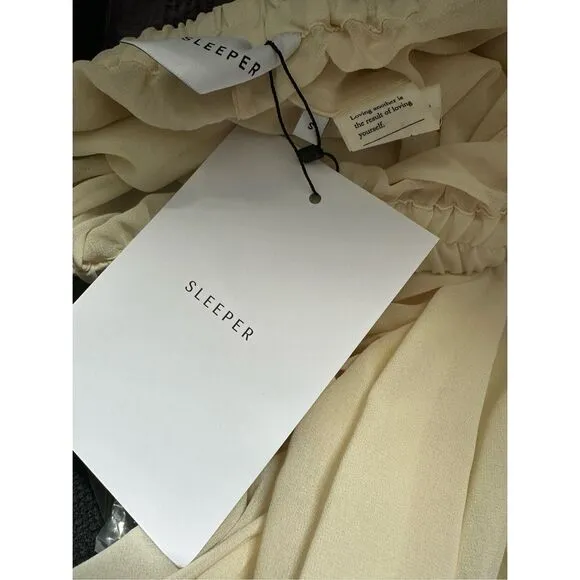 NWT Sleeper Women's Feather-Trim Cuffs Pajama Pants SIZE S $250