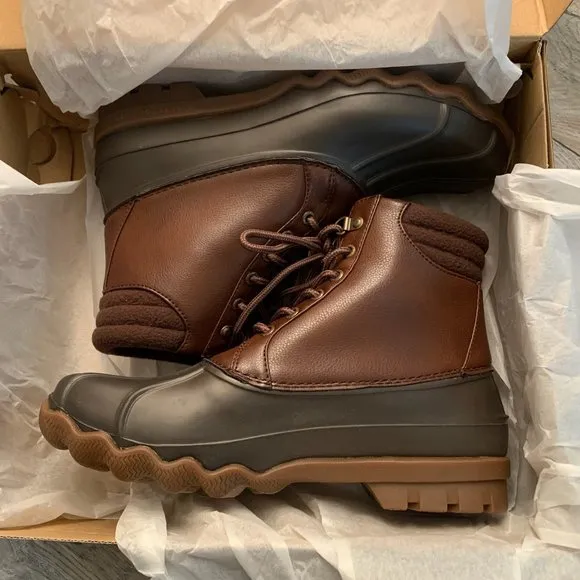 NWT SPERRY TOPSIDER MENS AVENUE WATERPROOF INSULATED TAN/BROWN DUCK BOOTS 7.5