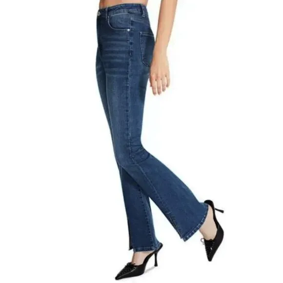 NWT Steve Madden Women's Elia High Rise Ankle Slit Denim Flare Jeans