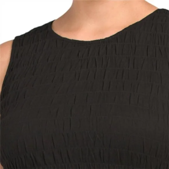 NWT T Tahari Women's Plus Sleeveless Smocked Cotton Midi Dress