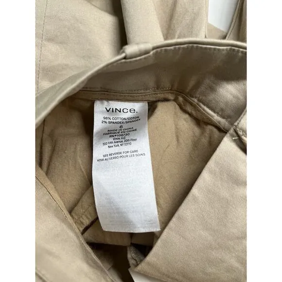 NWT Vince Coin Pocket Bermuda Shorts 6 Small Chino Stretch Tan Brown 30 x 13