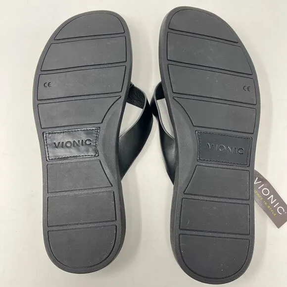 NWT Vionic Men's Ludlow Elijah Black Sandals Size 11 Flip Flops