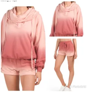 NWT- YOUNG, FABULOUS &amp; BROKE Piper Ombré Hoodie &amp; Short Set