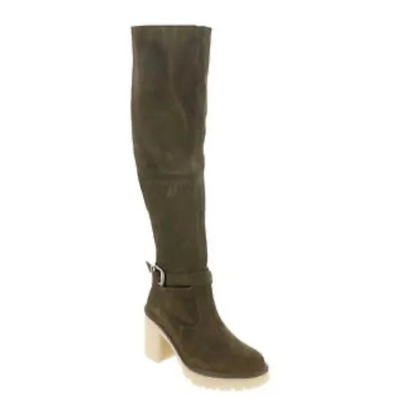 NWT Free People Suede James Chelsea Knee High Tall Brown Boots Size 38 US 8