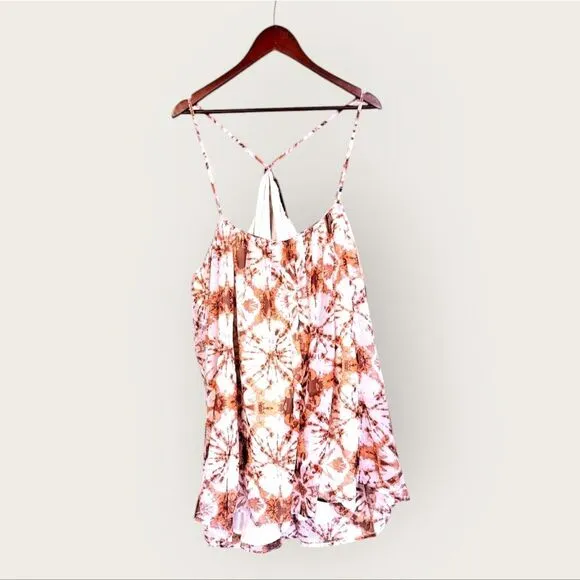 NWT Let Me Be X Free People Tie-Dye Printed Kiera Halter Boho Mini Dress 1X