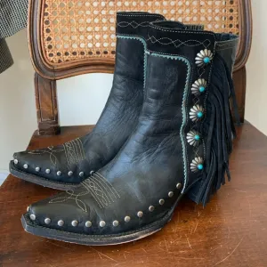 {Old Gringo} Apache Kid Double D Ranch Black Leather Fringe Boots