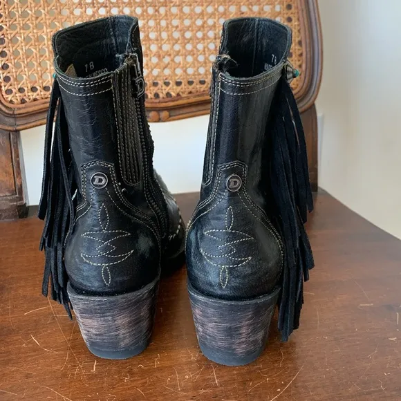 {Old Gringo} Apache Kid Double D Ranch Black Leather Fringe Boots