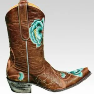 Old Gringo Short Marsha Pull-on Boots in Brown with Blue Embroidery Size 7