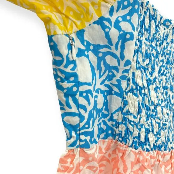 Oliphant NEW Bubble Skirt Puff Sleeve Mini Dress‎ in Canary Multi Women's Size M