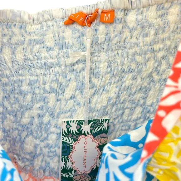 Oliphant NEW Bubble Skirt Puff Sleeve Mini Dress‎ in Canary Multi Women's Size M