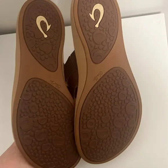 Olukai Kaekae Ko’o Kona Coffee Dark Brown Color Sandals Size 10 Leather