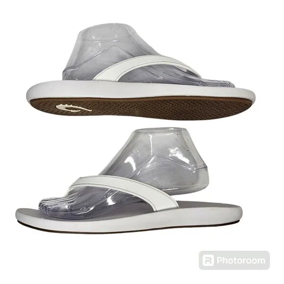 OluKai Kāpehe White on White Thong Sandals Flip Flops Size W 11
