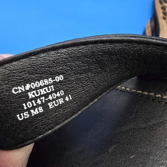 Olukai Kukui Men's Sandals Size 41 EU  8 US Black Leather Flip Flops Thongs