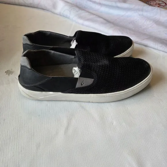 Olukai Lae' Ahi Mesh Shoes Men Size 11 Black Breathable Slip On Casual Comfort
