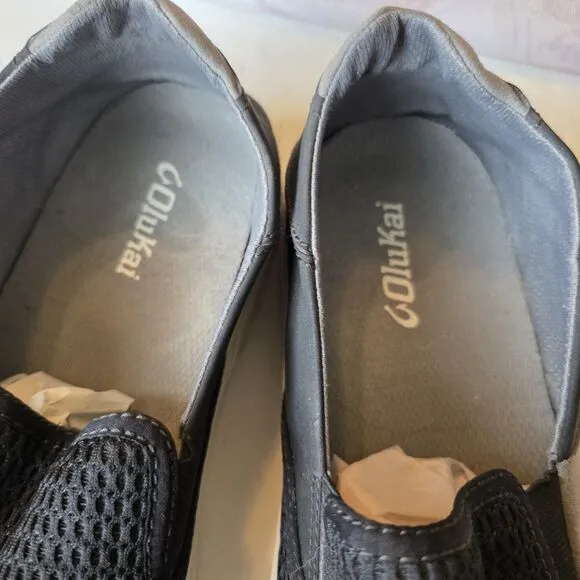 Olukai Lae' Ahi Mesh Shoes Men Size 11 Black Breathable Slip On Casual Comfort